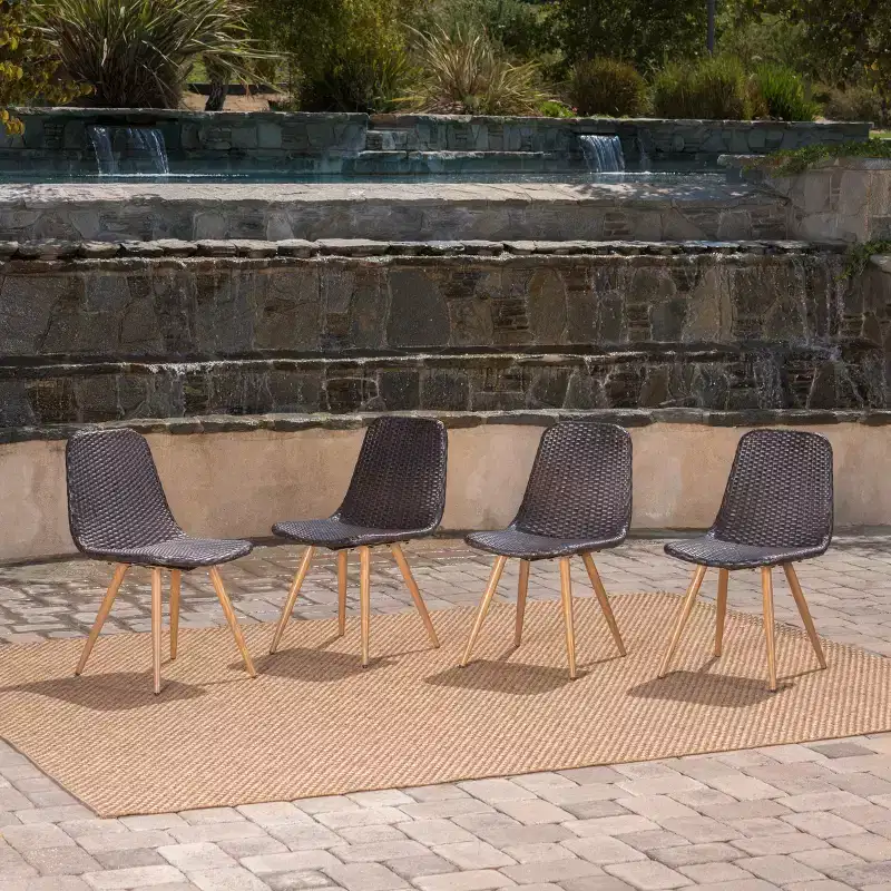 Christopher Knight Home Gila Outdoor Wicker and Iron Armless Dining Chairs