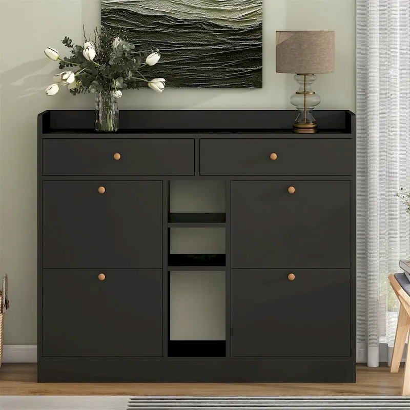 Multifunctional 2-Tier Shoe Storage Organizer with Drawers