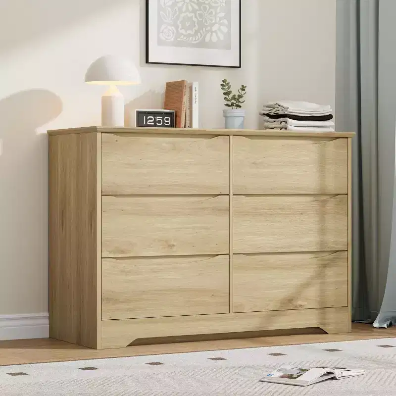 Wooden Dresser with 8 Drawers, Long Storage Dresser, Modern Closet, for Bedroom, Living Room