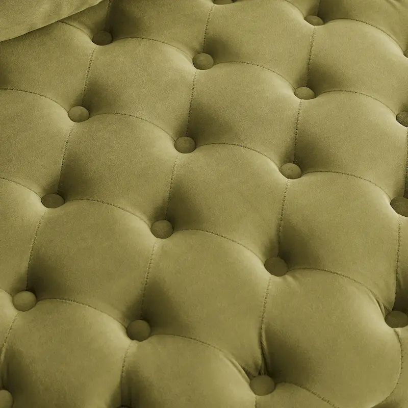 Living Room Velvet Swivel Chair with Button Tufted Design, 3 Pillows & Movable Wheels