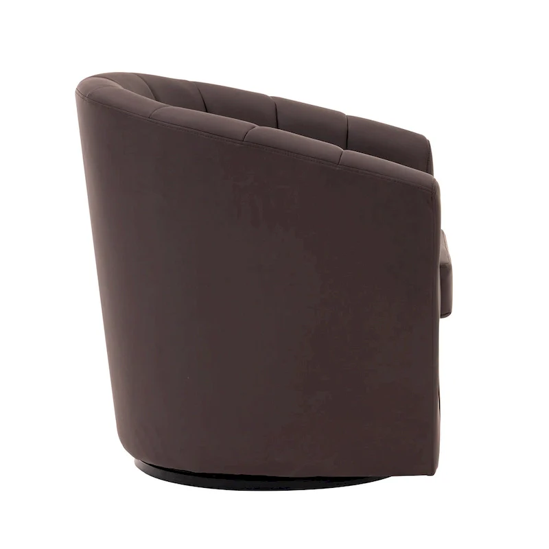 Swivel Barrel Accent Chair - Faux Leather Single Seat