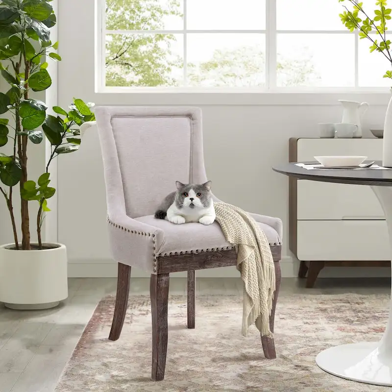 Traditional Tufted Ultra Upholstered Wingback Dining Chair Set of 2