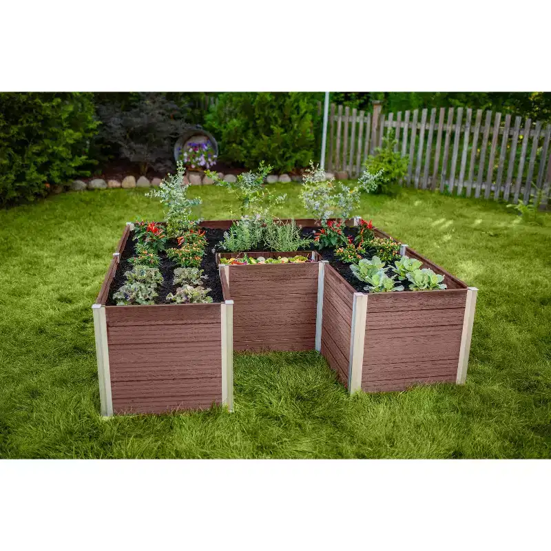 Vita 72"x72" Vinyl Urbana Keyhole Raised Garden Bed Espresso: UV & Weather-Resistant