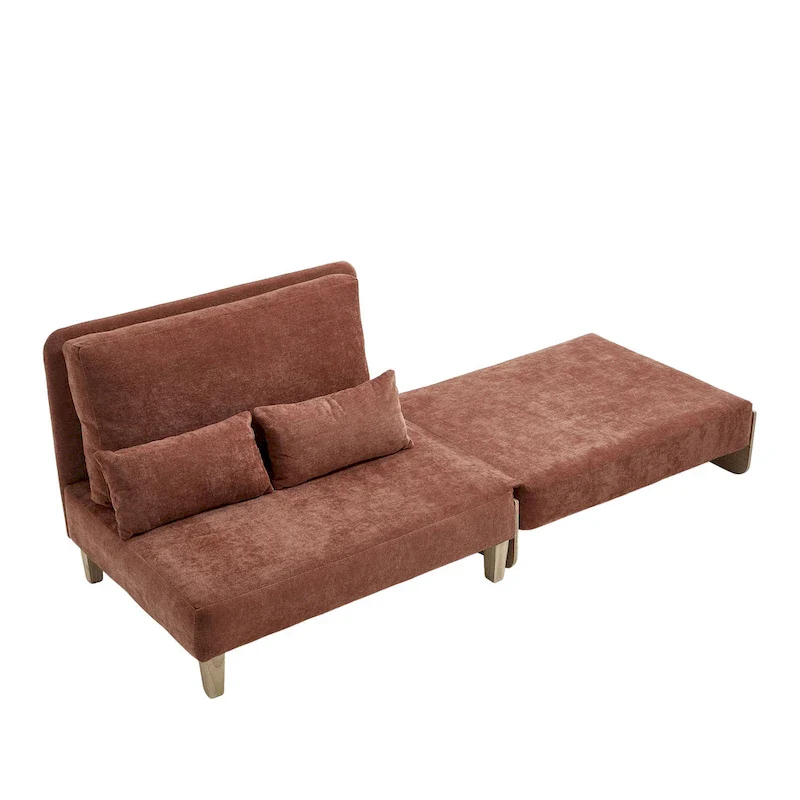 Chenille Upholstered 3-in-1 Convertible Sleeper Foldable Sofa Bed Recliner Chair with 3 Pillows