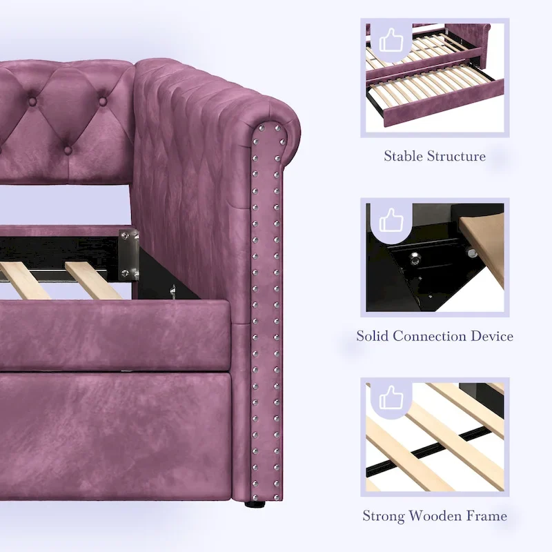 Christopher Knight Home - Augusta Velvet Upholstered Tufted Daybed with Trundle Design