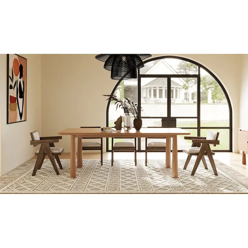 Modrest Rhea Modern 87  Natural Acacia Rectangular Dining Table - Beige