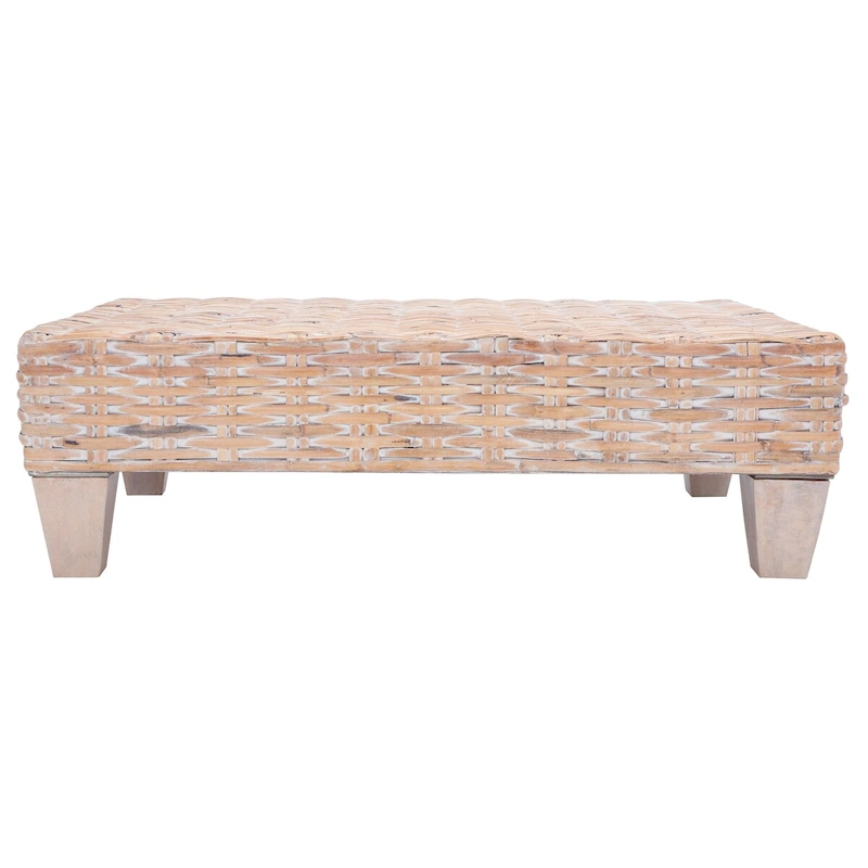 SAFAVIEH Caron Washed Natural Wicker Bench - 41  W x 28  D x 12  H - 41Wx28Dx12H