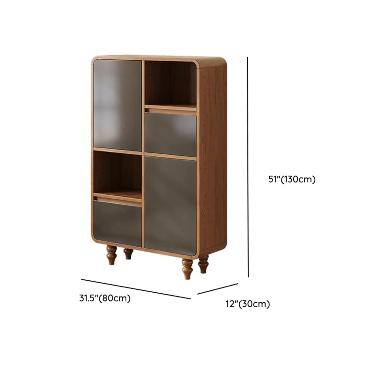 Mid-Century Modern Wooden Vertical Display Bookcase