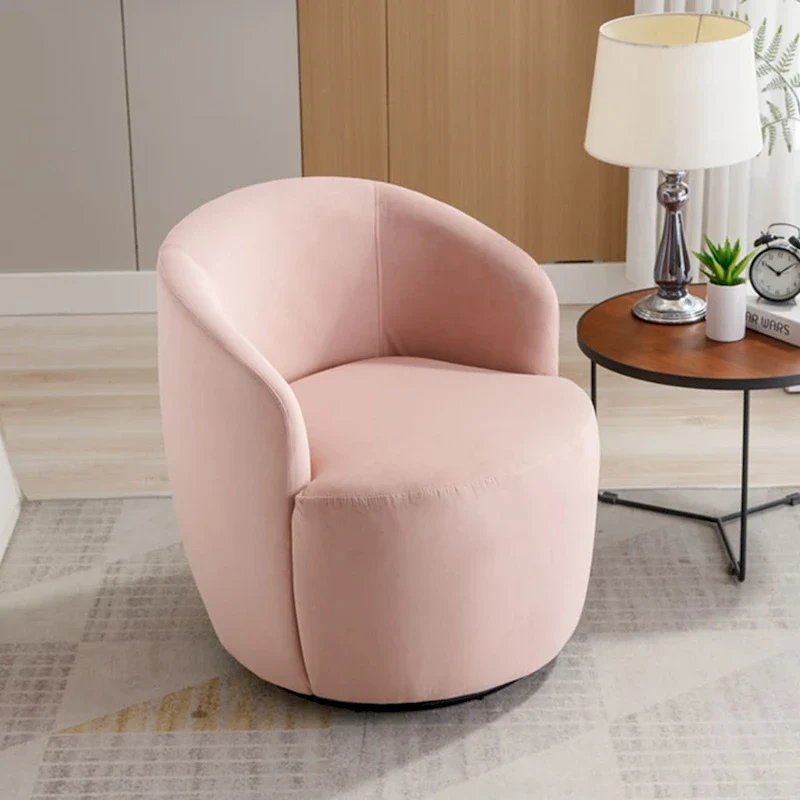 Velvet Fabric Swivel Accent Armchair Barrel Chair With Powder Coating Metal Ring