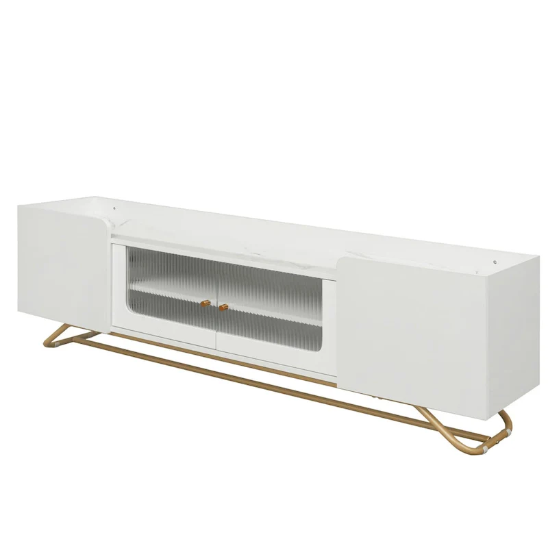 TV Console Table with Gold Frame Base