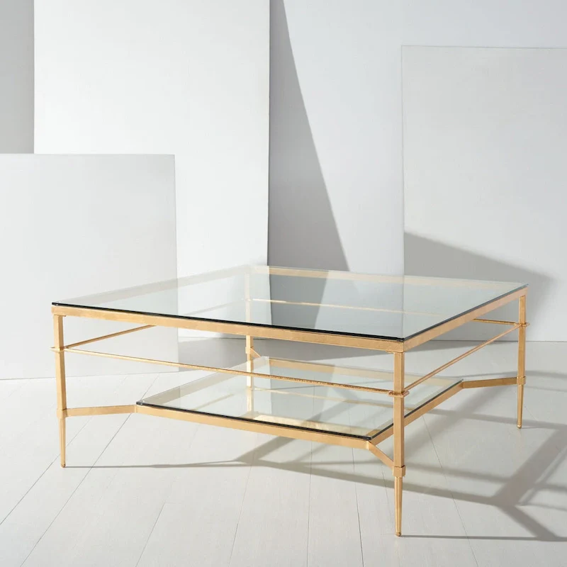 Leaf Cocktail Table with Glass Shelf, 43