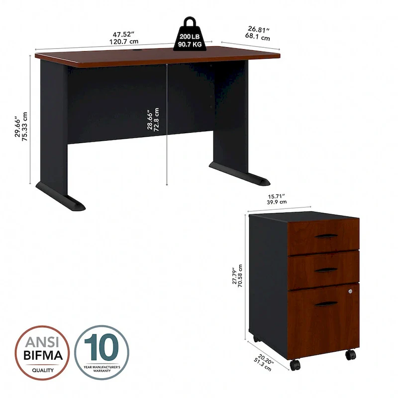 Series A 48W Desk with Mobile File Cabinet by Bush Business Furniture
