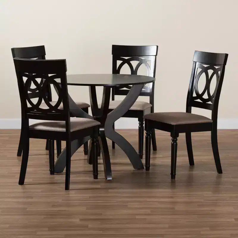 Baxton Studio Velia Modern Fabric Wood Dining Set