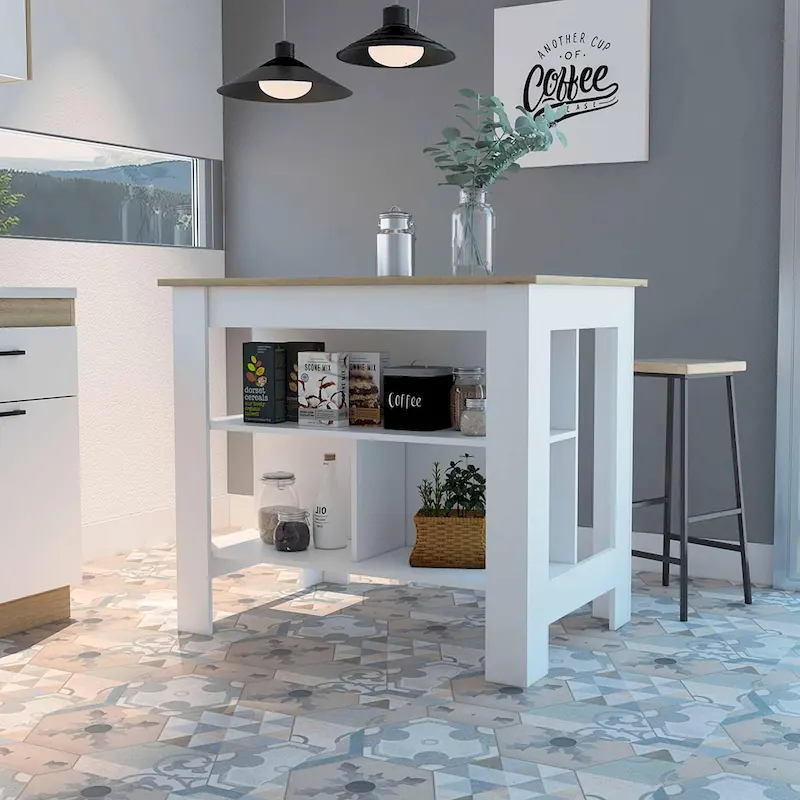 Kitchen Island with Three Shelves