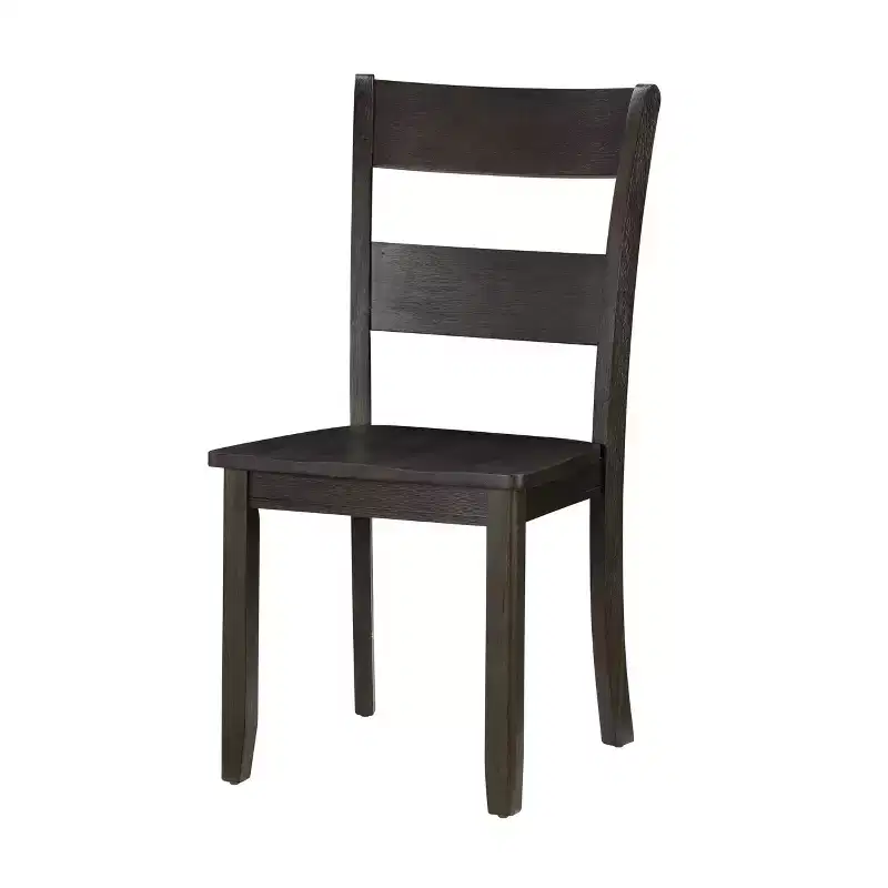 Set of 2 18" Haddie Dining Chairs Distressed Walnut - Acme Furniture: Transitional Ladder Back, Wood Frame