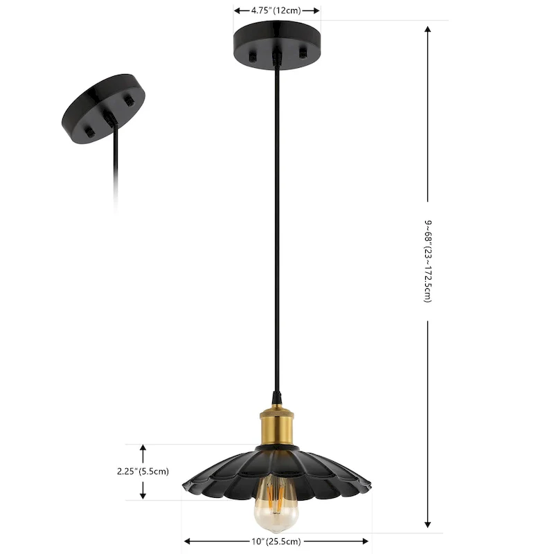 SAFAVIEH Ajeta 10-inch Pendant Light - 10 In. W x 10 In. D x 25082 In. H - Black/Brass - 10Wx10Dx68H
