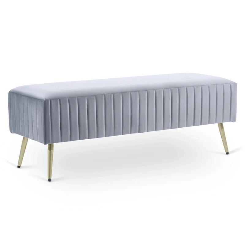 46  Modern Upholstered Bed and Entryway Bench with Padded Velvet Seat
