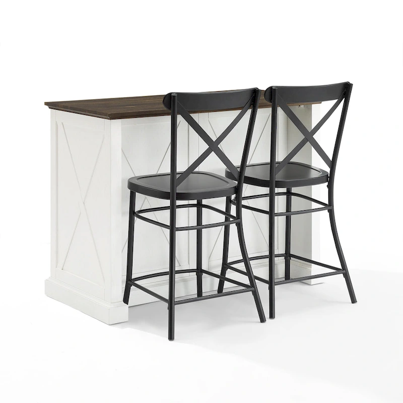 Clifton Kitchen Island W/Camille Stools - 50d x 47.75w x 36.25h