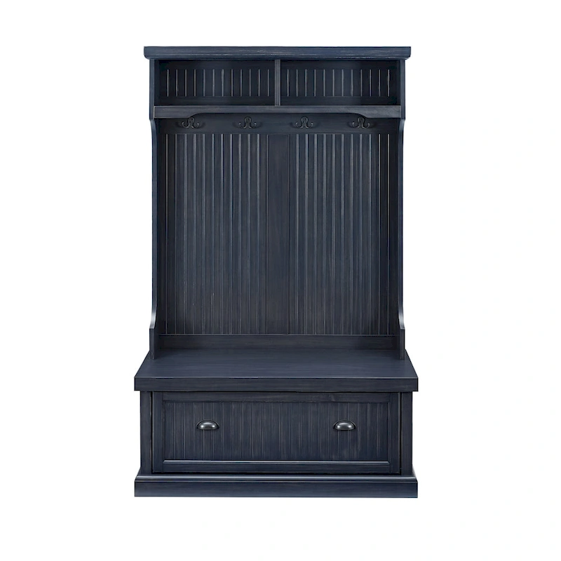 Crosley Seaside Hall Tree In Distressed Navy Finish