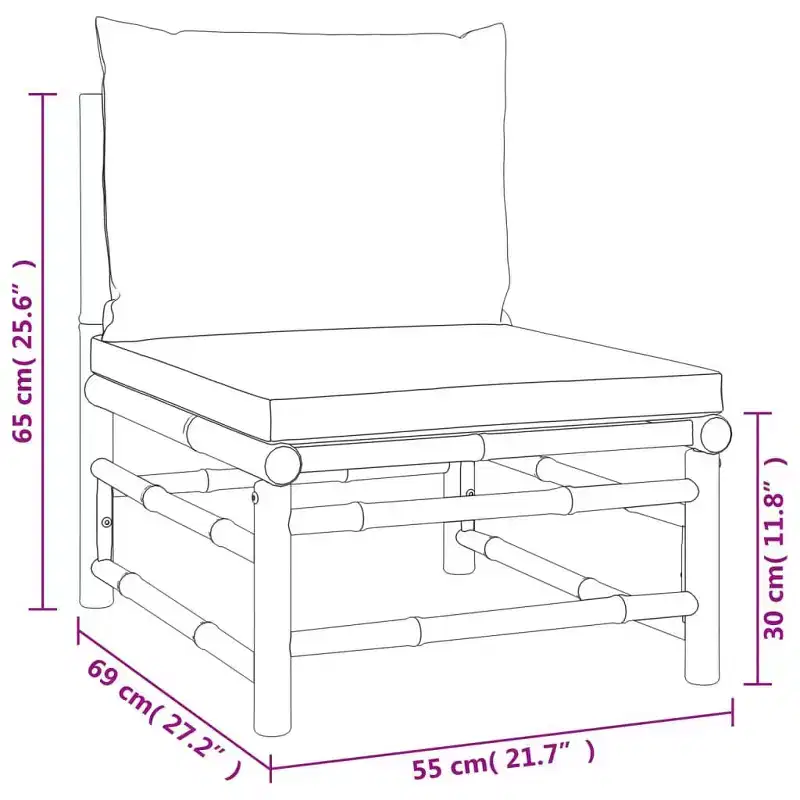 vidaXL Garden Lounge Set, Bamboo Bamboo, Fabric (100% polyester)