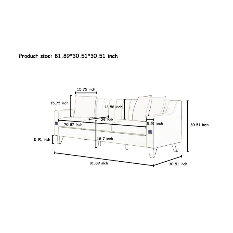 Luxury pink Velvet Sofa with Gold Accents - Modern 3-Seat Couch with Plush Cushions