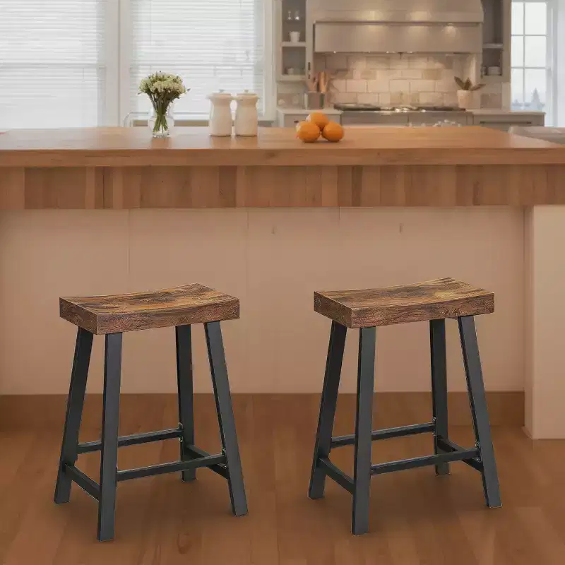 2 Pack Bar Stools, Bar Chairs, Kitchen Breakfast Bar Stools with Footrest, 23.6 Inches High