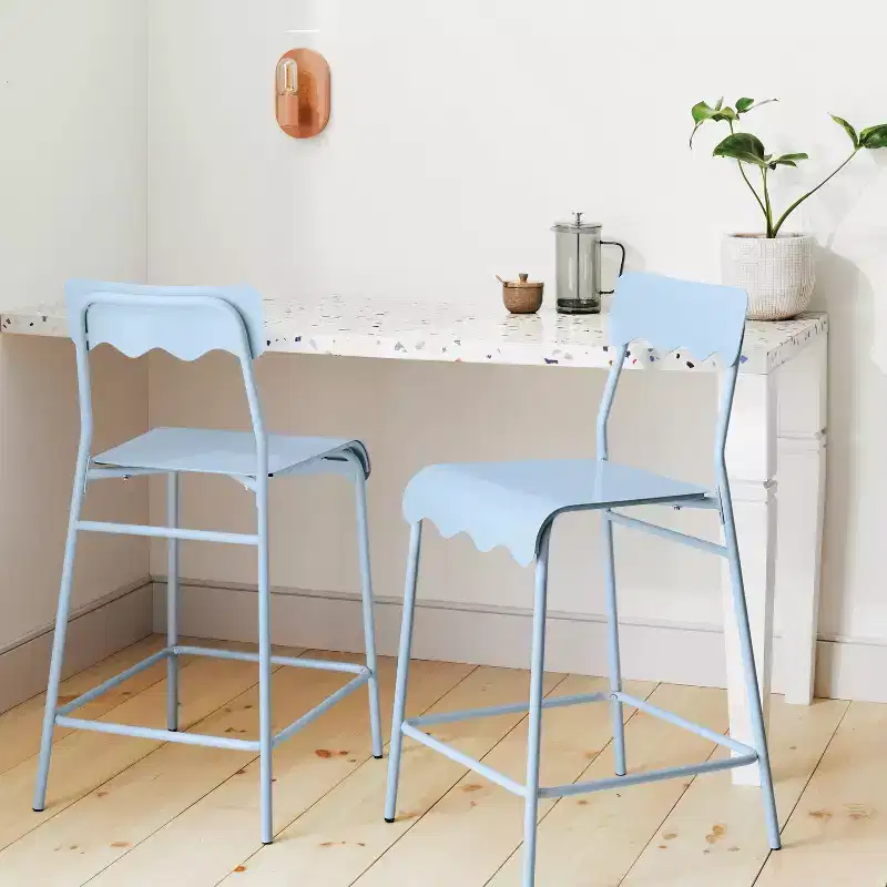 Set of 2 24 Wavy Metal Counter Height Barstool with Footrest - Room Essentials