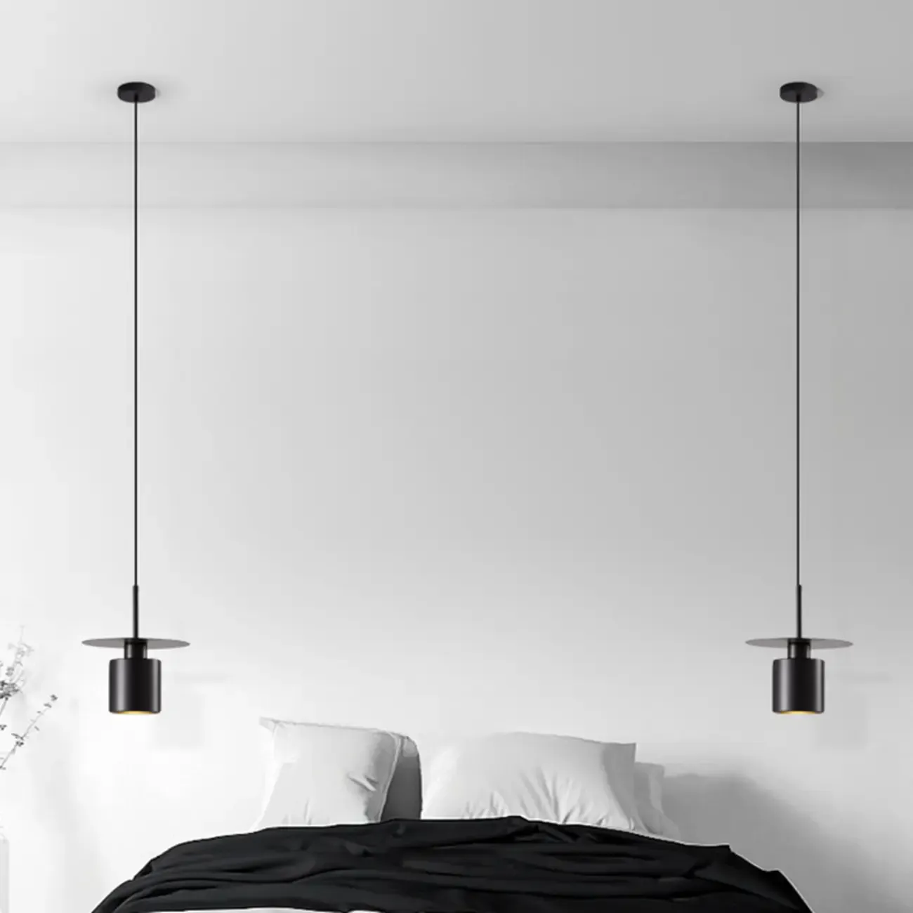 Art Deco Black Metal Geometric Hanging Bedroom Pendant Light