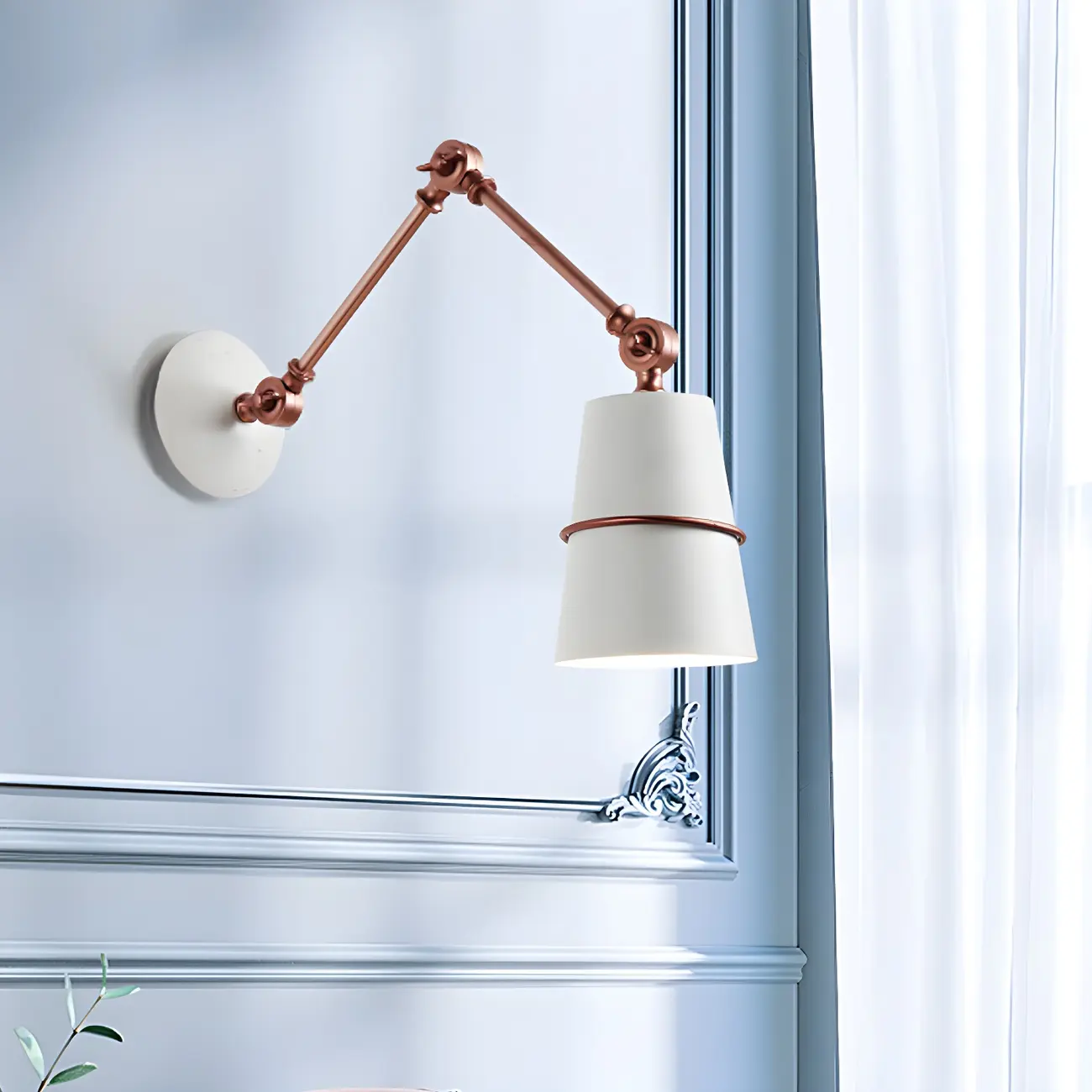 Metal Conical Black and Brass Swing Arm Wall Light