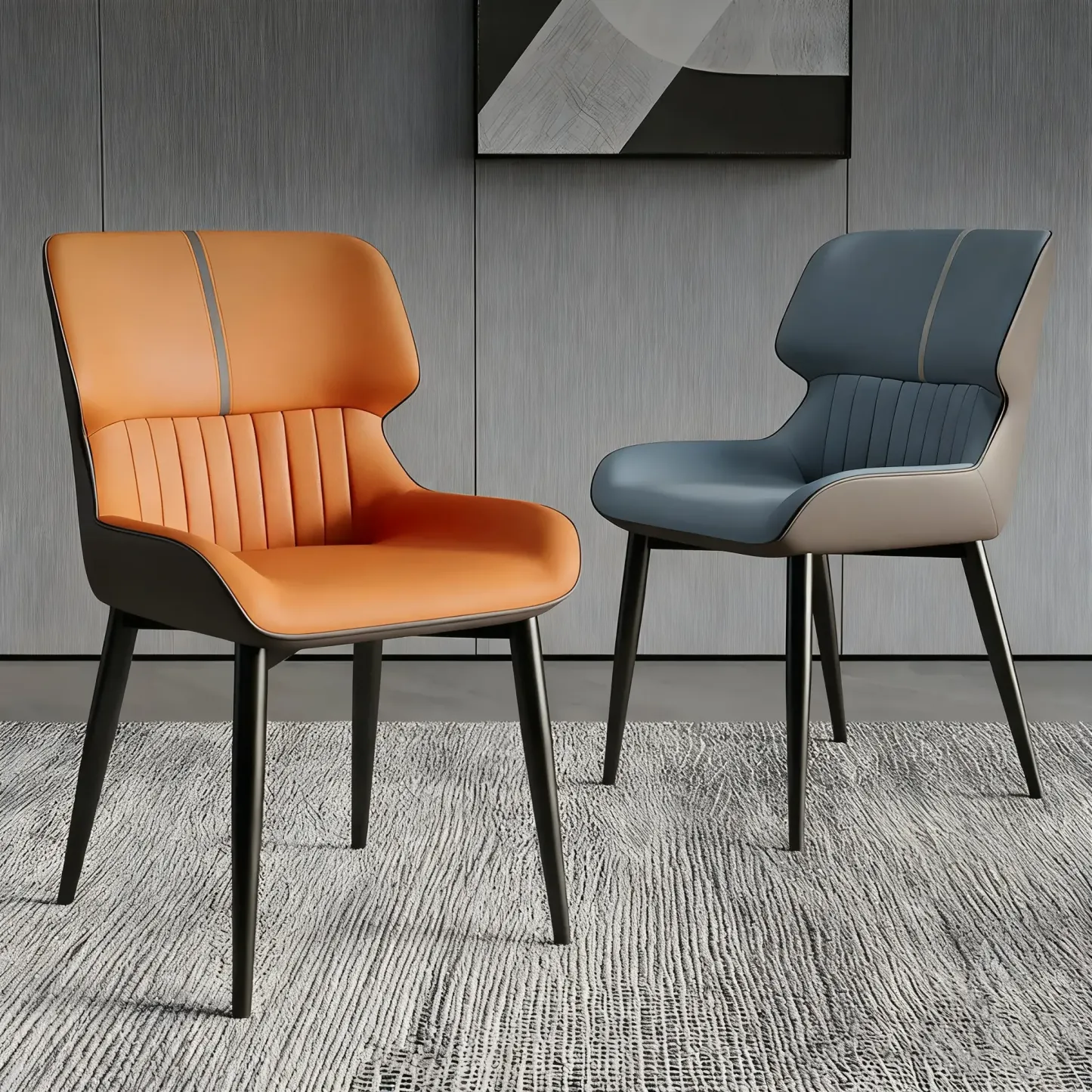 Leather Low Solid Back Armless Dining Side Chair