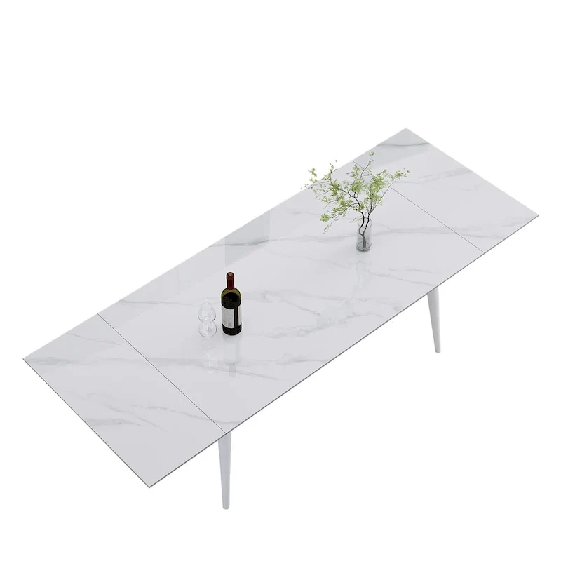 94.48 Rectangular Extendable Sintered Stone Dining Table