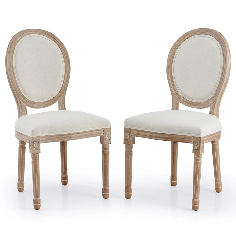 CO-Z King Louis XVI Upholstered Dining and Side Chairs, Set of 2