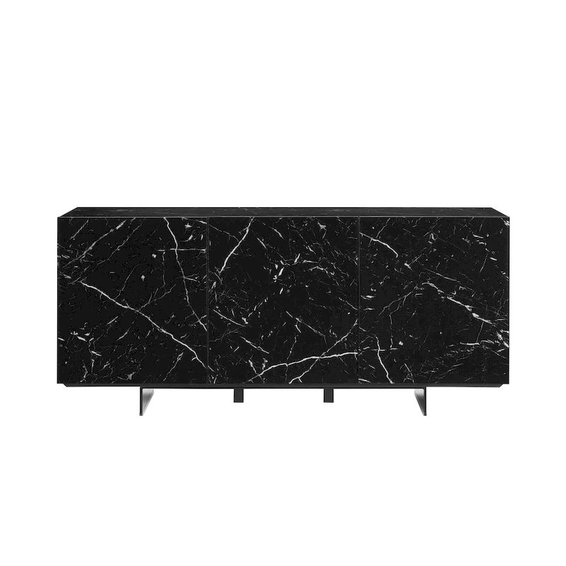 STONE buffet-server in white marbled ceramic. - N/A