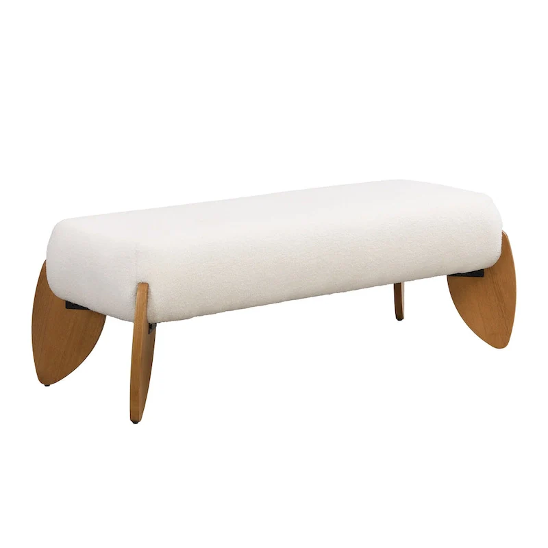 Christopher Knight Home - Clara White Boucle Ottoman Bench - 48 W x 19.5 D x 17 H