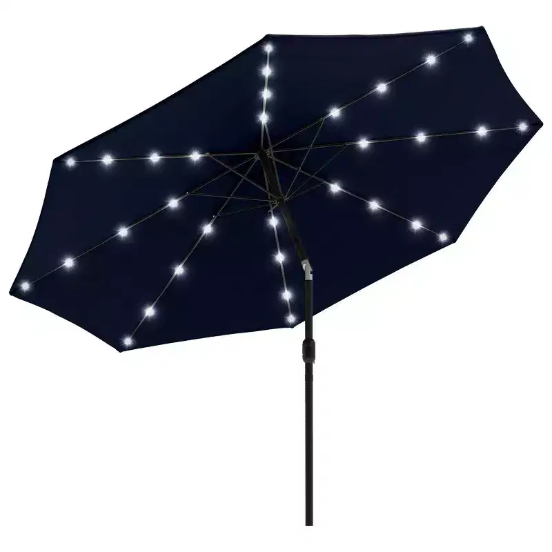 Pure Garden 10' Octagon Outdoor Patio Market Umbrella with Lights