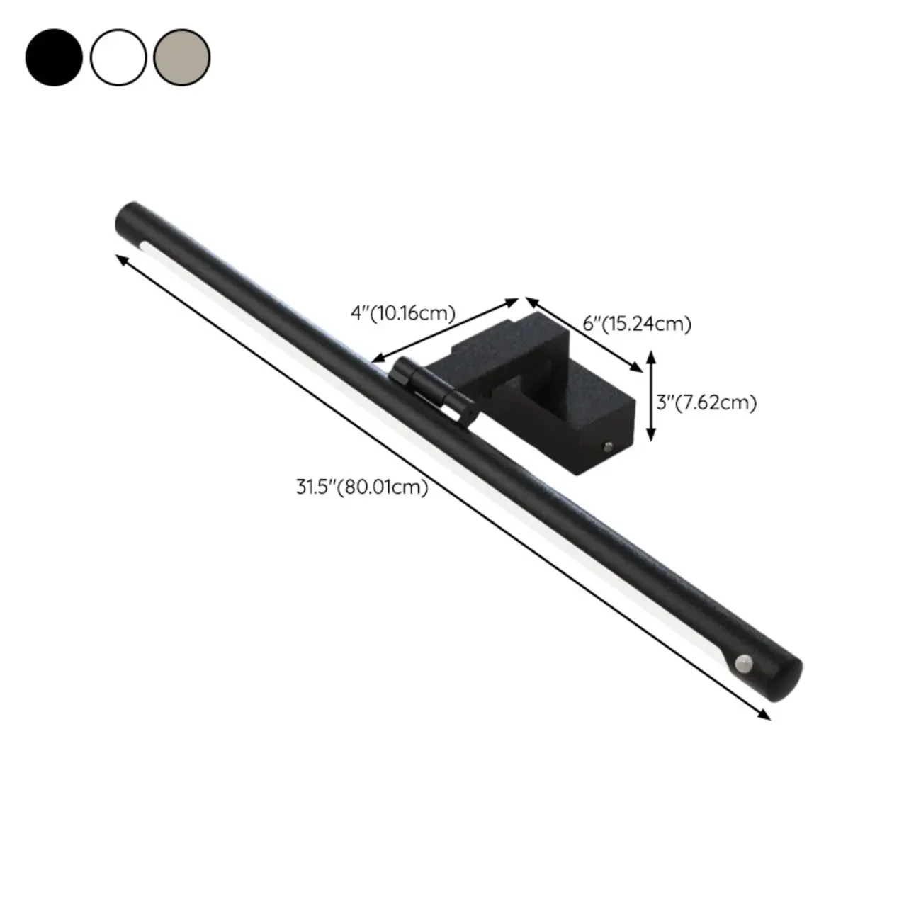 Modern Black Sleek Tubular LED Vanity Light