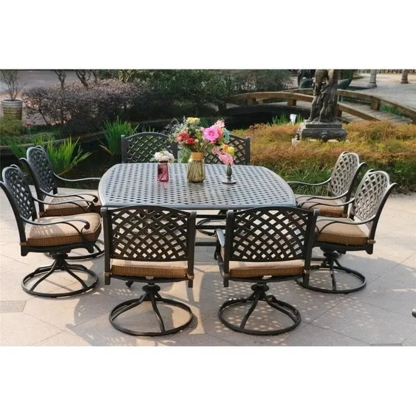 South Ponto 9-piece Aluminum Square Dining Set with Swivel Chairs by Havenside Home