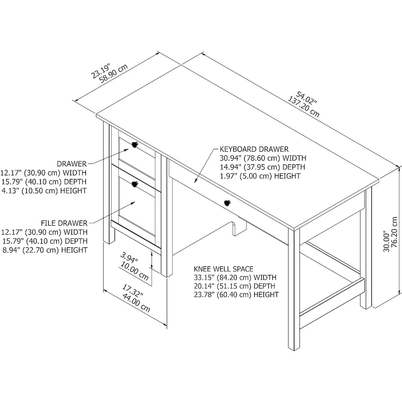 Mayfield 54W Computer Desk with Drawers by Bush Furniture