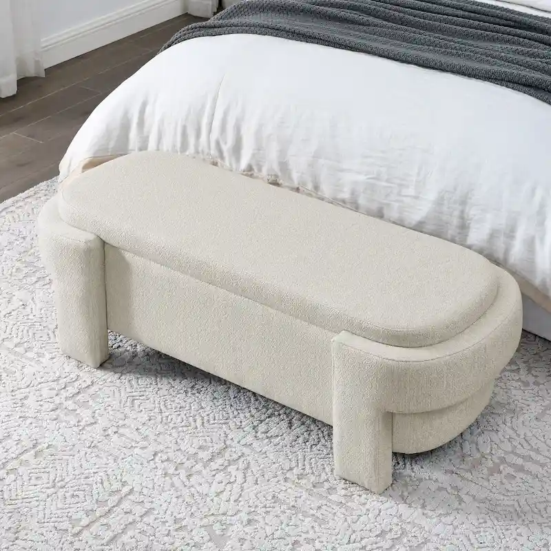 Chenille Upholstered Bench