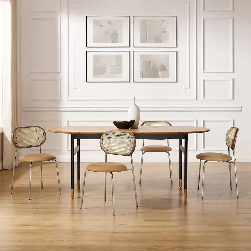 Art Leon Cane Back Faux Leather Upholstered Dining Chair (Set of 2)