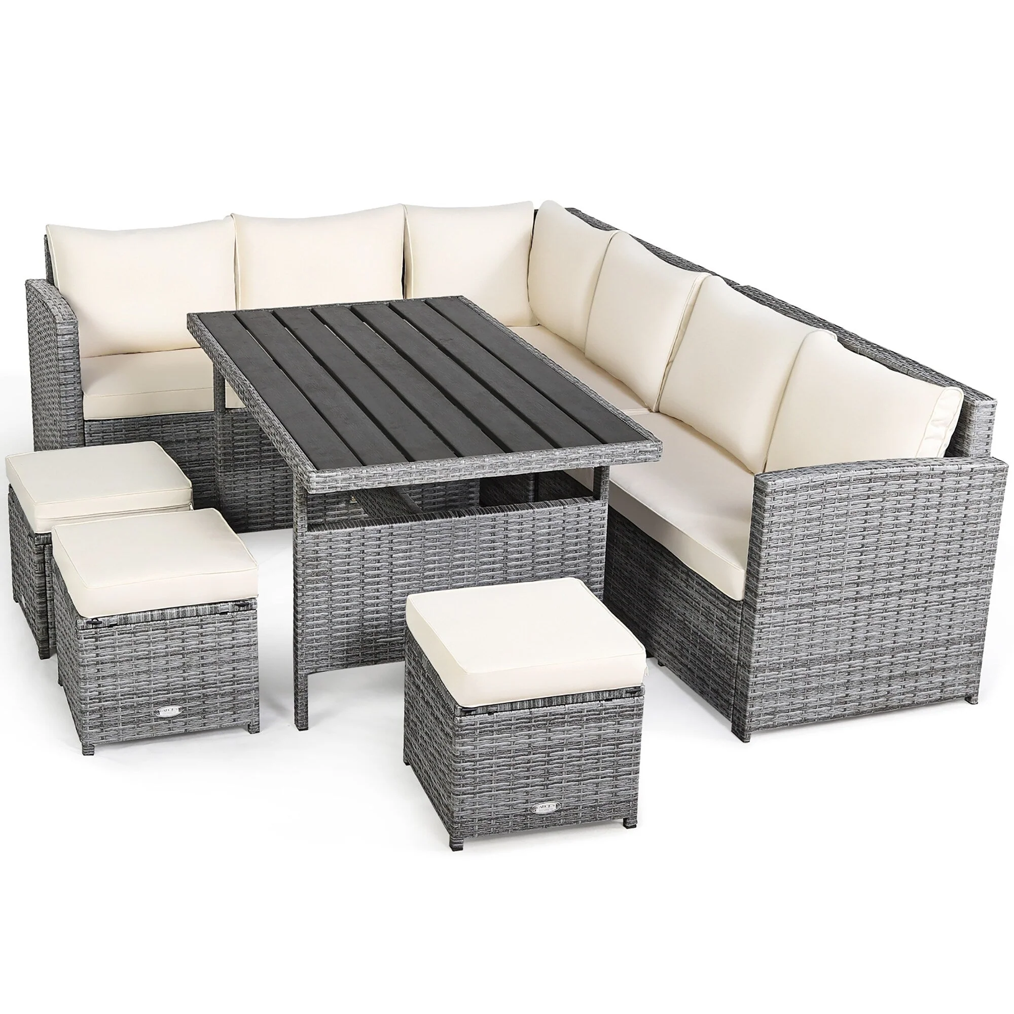 Costway 7 PCS Patio Rattan Dining Set Sectional Sofa Couch Ottoman - See Details
