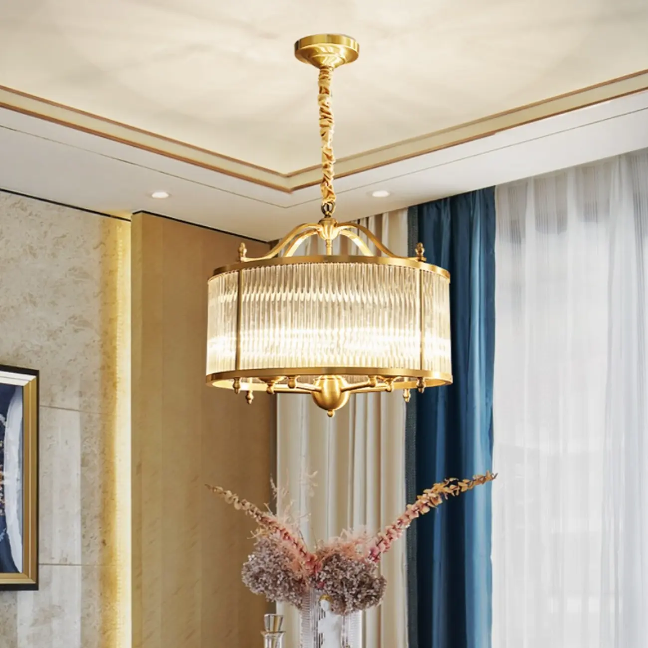 Modern 3-Light Crystal Round Chandelier with Flexible Height