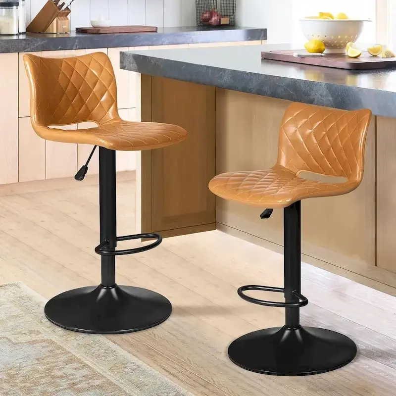 Bossin Bar Stools Set of 2 Height Adjustable,Swivel Counter Height Bar Stools with Back