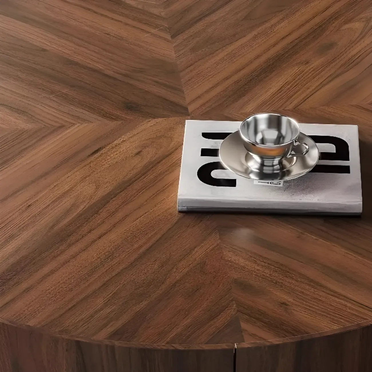 2 Drawers Round Reclaimed Wood Nesting Pallet Coffee Table