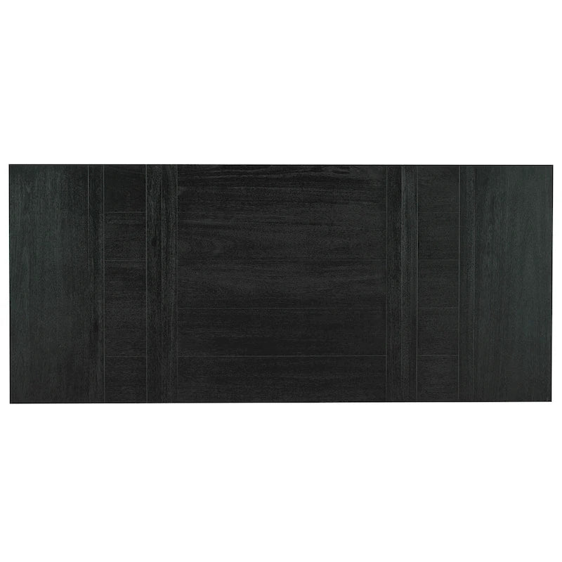 Black 6-Piece Wooden Dining Table Set with Extendable Table & 4 Chairs & Bench