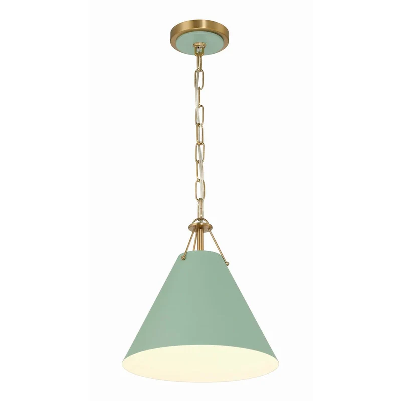 Xavier 1 Light Vibrant Gold and Green Mini Pendant - 12 W x 12 H x 12 D