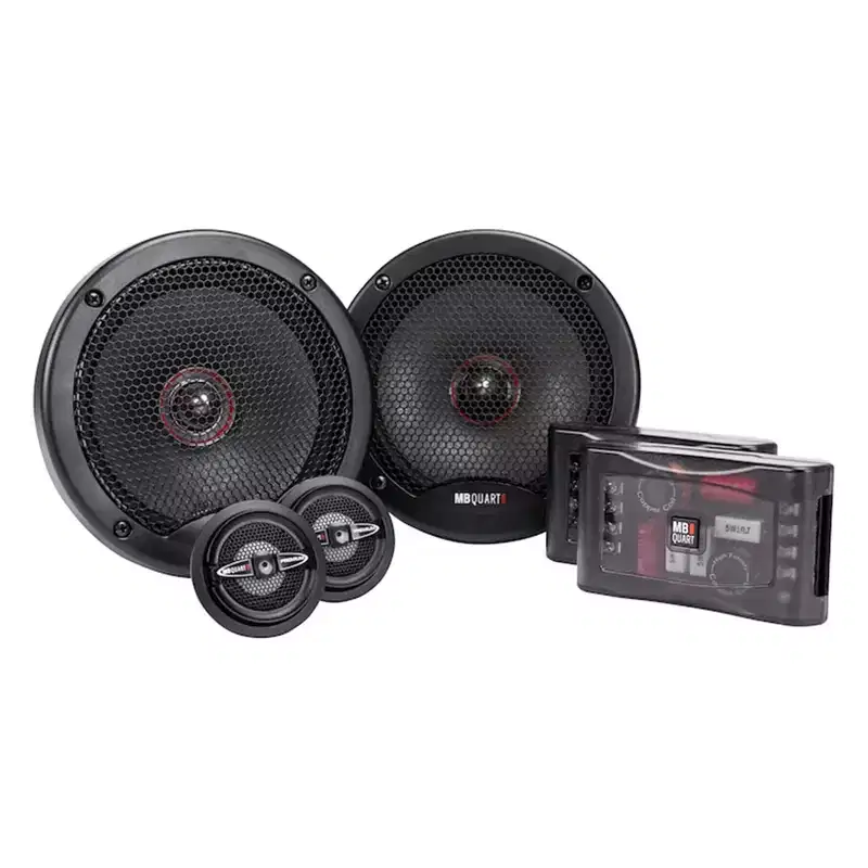 MB Quart PS1-216 Premium 6.5 Inch Car Speakers with Grills, 240W, 2 Way Component, 4 Ohms, Superior Bass & Clear Highs Black/Red