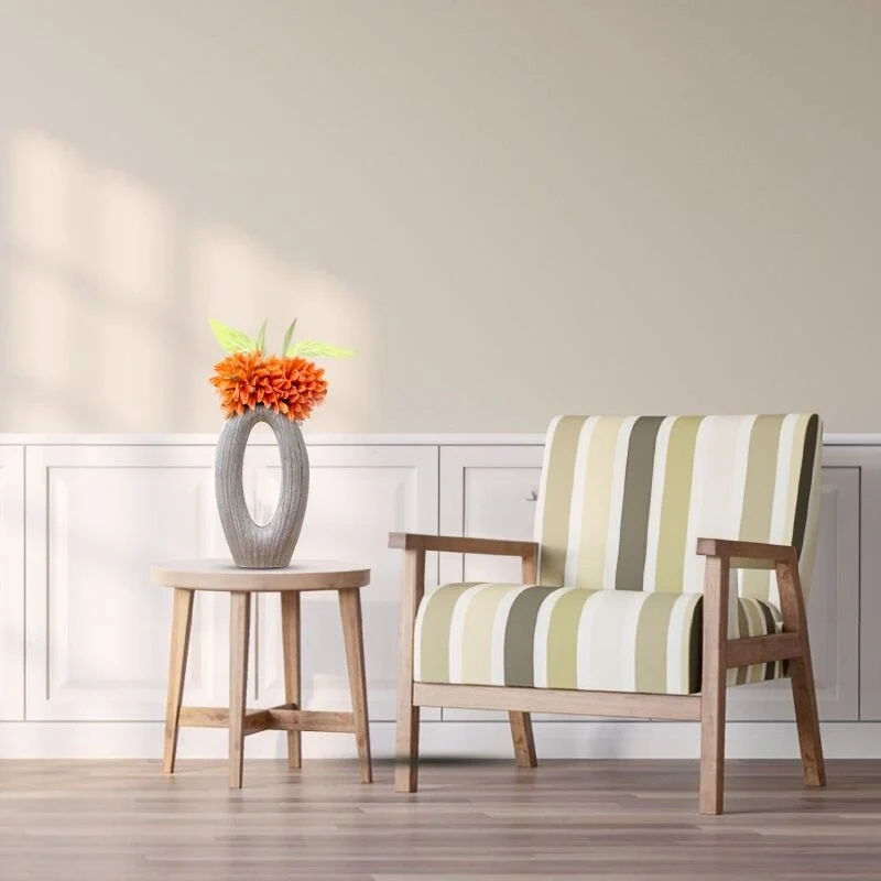 O Shaped Needley White Striped Textured Polyresin Vase