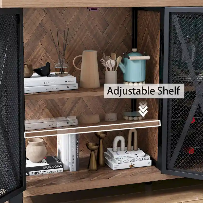 Grey/Brown Bar Cabinet with Wine Rack