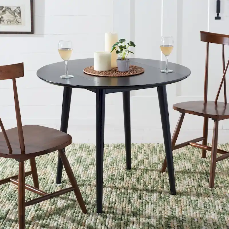 Folding Round Dining Table - Space-Saving Design (Black/Light Oak/Light Grey/Walnut)